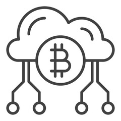 Poster - Cloud Technology with Bitcoin vector Crypto Currency icon or sign in thin line style
