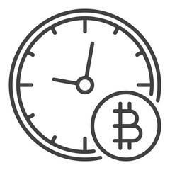 Poster - Clock with Bitcoin vector Decentralized Cryptocurrency thin line icon or symbol