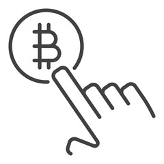 Poster - Hand tapping on Bitcoin sign vector Blockchain Technology linear icon or symbol