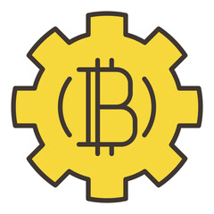 Poster - Gear with Bitcoin vector Cryptocurrency colored icon or design element