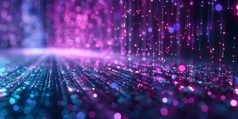 Poster - Mesmerizing Neon Digital Rain Backdrop for Futuristic Software Product Showcasing