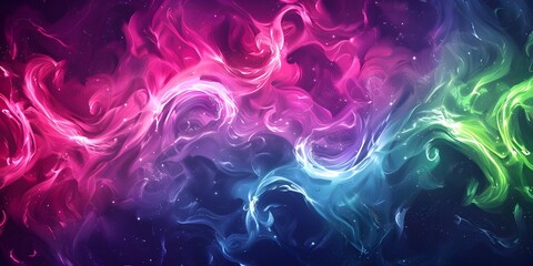 Poster - Vibrant Neon Green and Pink Abstract Swirls for Creative Supplies and Product Displays