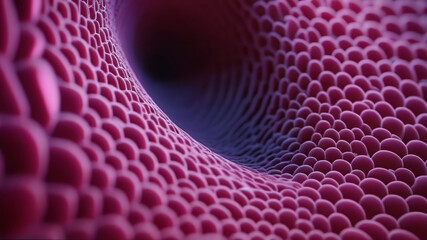 a macro image of a pink and purple abstract form resembling organic structures, with detailed textur