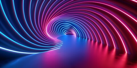 Poster - Mesmerizing Neon Spiral Tunnel for Beauty and Fashion Displays