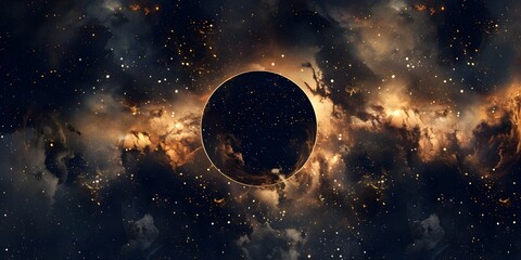 Canvas Print - cosmic eclipse frame vibrant space inspired digital with intricate celestial patterns
