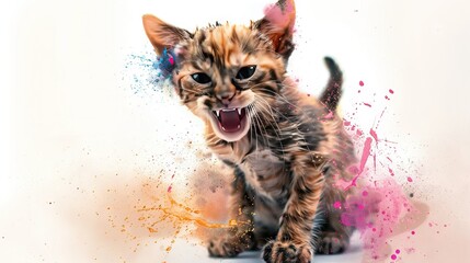 Poster -   Small kitten with mouth open