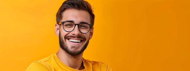 Sticker - Smiling Young Technical Specialist on Vibrant Color Background