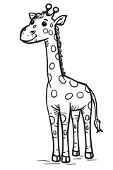 Wall Mural - Cartoon drawing of a Giraffidae organism standing on a white background