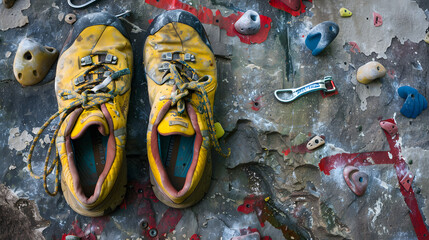 Wall Mural - shoes rock climbing equipment AI