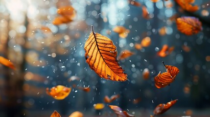 Poster - Autumn Leaves Gently Blowing