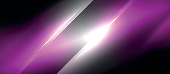 Poster - A vibrant purple and white light is illuminating a dark black background, creating a striking visual contrast