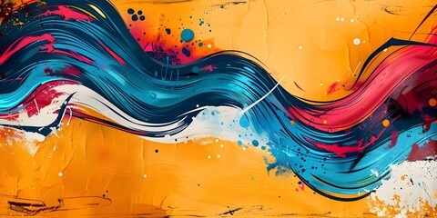 Poster - Vibrant Abstract Frame with Dynamic Graffiti Inspired Art Patterns and Bright Splashes of Color Showcasing a Contemporary Urban Style in Detailed