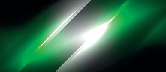 Aufkleber - A vibrant green and white light illuminates the darkness of a black background, creating a striking visual contrast