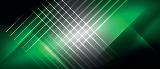 Poster - The design features a green and black background adorned with luminous lines and squares, exuding a sense of technology and modernity