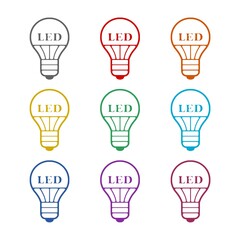 Sticker - Led bulb icon isolated on white background. Set icons colorful