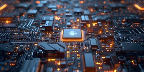 Poster - Quantum Computer Processing Complex Data Futuristic High Detail Technology Concept