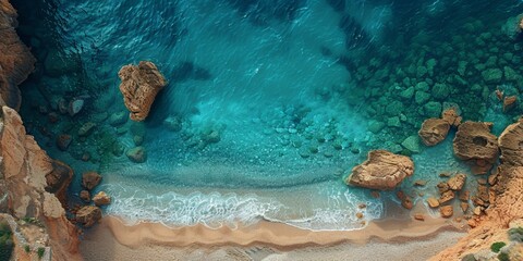 Wall Mural - Aerial Drone view of the Mizithres Beach