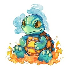 Wall Mural - Art illustration Character Cute turtle isolated background