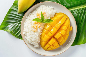 Wall Mural - Fresh and juicy mango slices in plate