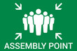 © Volodymyr - Emergency evacuation assembly point sign. Assembly point icon. Safety Signs. Evacuation Plan. Vector illustration