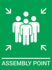 Wall Mural - Emergency evacuation assembly point sign. Assembly point icon. Safety Signs. Evacuation Plan. Vector illustration