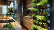 © justholla - Compact vertical garden flat design front view spacesaving kitchen animation Splitcomplementary color scheme