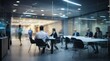 © RoyArt - Long exposure shot of group of people in meeting room, business concept