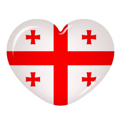 Wall Mural - 3D heart in the color of the Georgian flag, isolated on a transparent background. Country flag button. Vector illustration
