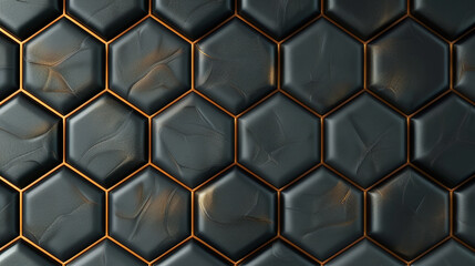 Wall Mural - Close-up view of a textured hexagon pattern with metallic details.