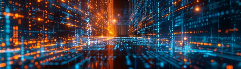 Flow of digital information. Global connection concept. Technology futuristic background. Visualization of big data.
