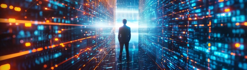 Poster - An image of a man navigating the internet on a modern computer, using a modern computer as he surfs the web, using big data and digital marketing. An image of a man surfing the internet on a modern