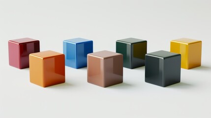 Poster - A set of abstract cubes rendered in 3D in different colors