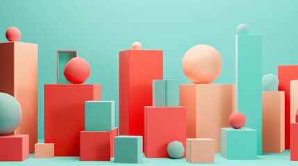 Poster - The geometric compositions of cubes are rendered in 3D