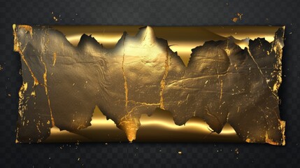 Wall Mural - A realistic modern mockup of ripped edges of metal break and bullet holes isolated on a transparent background. Damaged copper page from a gunshot, cut or explosion.