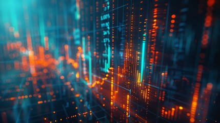 Poster - An abstract digital chart background, stock business graphs, statistics, and diagrams about data exchange, trends, and trade in the economy