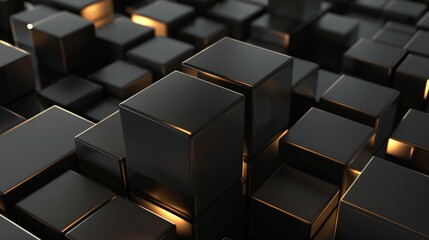 Poster - An abstract geometric block on a black background, rendered in 3D