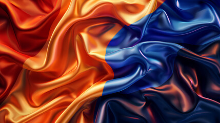 Wall Mural - Abstract digital background or texture design of dutch flag colors, Netherland Holland national country symbol illustration wavy silk fabric background