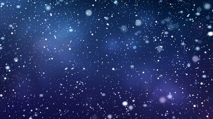 Wall Mural - Background of a starry night sky with falling snow. Modern realistic illustration of starry space and a dark blue sky with snow falling on a transparent background.