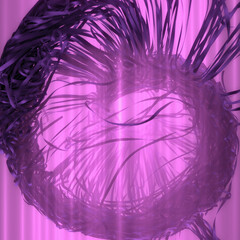 Poster - Flying and twirling paper ribbons in bright pink and purple colors. 3d rendering illustration