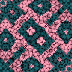 Aufkleber - Digital illustration with simple symmetrical geometric pattern consisting of many small cubes. 3d rendering