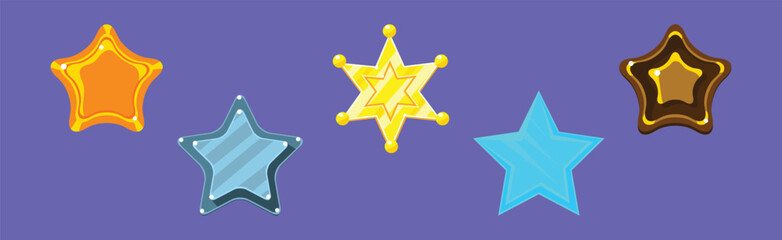 Poster - Game UI Glossy Star Object and Item Vector Set