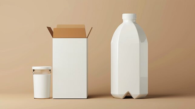 A white carton pack with a blank box for milk or juice in front and with an angle view. Modern realistic 3D mockup of a cardboard package with a plastic lid for liquid dairy and beverage products