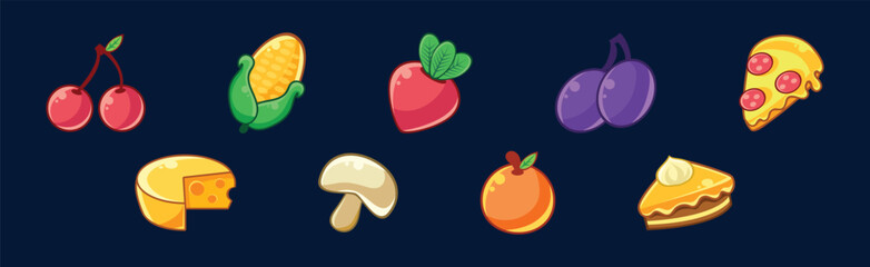 Poster - Food Game Interface Icon and Element Vector Set
