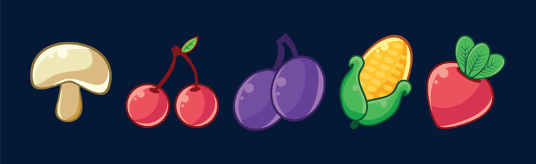 Poster - Food Game Interface Icon and Element Vector Set