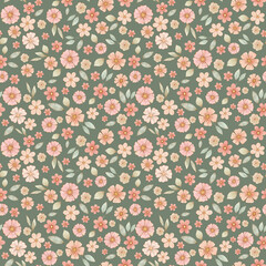 Wall Mural - Seamless watercolor small flowers bohemian pattern background