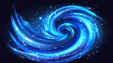 Poster - An isolated blue abstract foam, sparkling vortex, with soap bubbles and sparkling sparks, is used for the design of washing powder or shampoo ads.