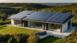 © Ольга Симонова - The roof of a modern house with eco-friendly solar panels in harmony with nature, ecology, saving natural resources, alternative energy source