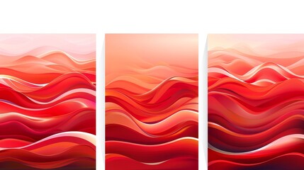 Poster - A set of abstract modern banners with smooth shiny red waves