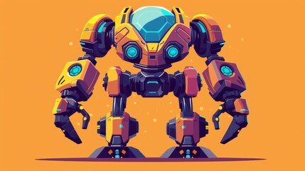 Poster - Developing robots using artificial intelligence, cartoon modern illustration.