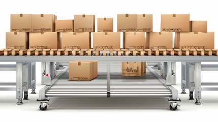 Aufkleber - Isolated modern realistic illustration of an automated machine in a production line with product packages on a white background.